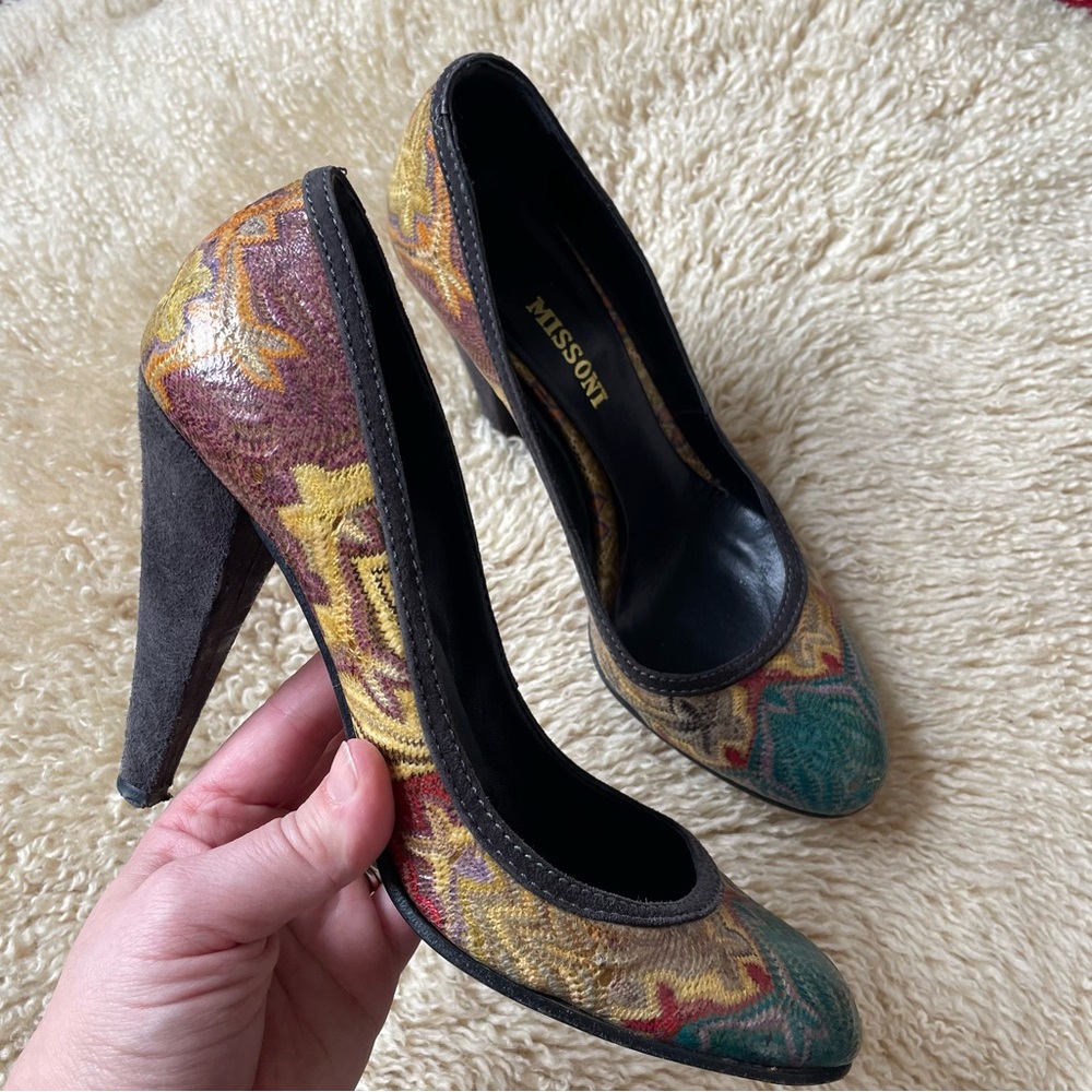 Missoni multicolor knitted pumps heels